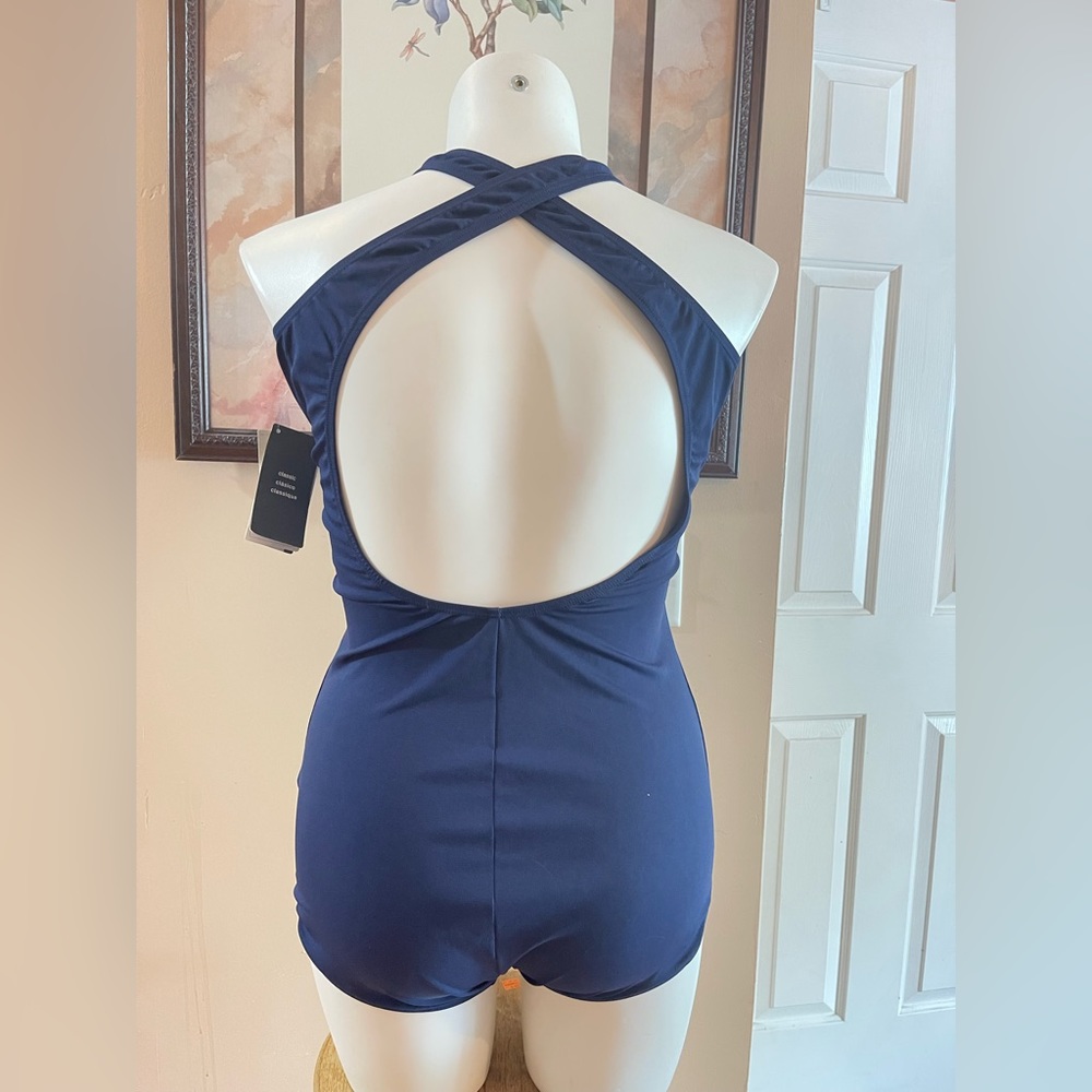 NWT Speedo Classic Endurance 1-PC Swimsuit Nautical Blue Womens 18 Reg Price $80 - Picture 3 of 11